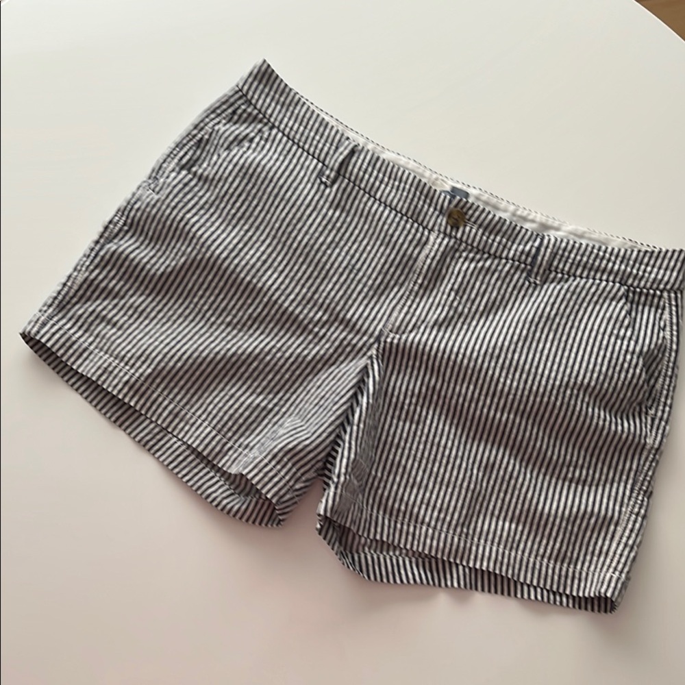 Dark Blue & White Stripe Seersucker Shorts